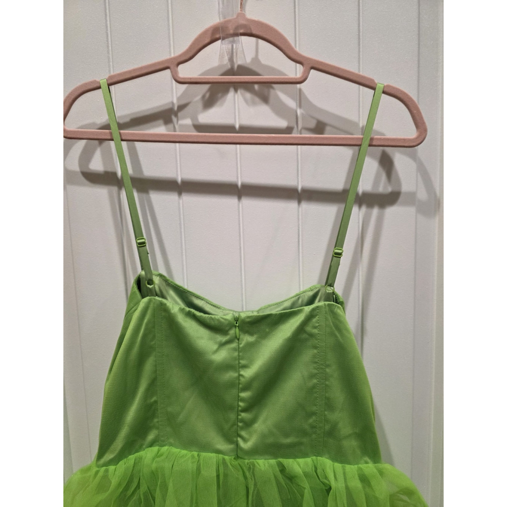 NWT $128 Lulus Rule the Runway Lime Green Tulle Tiered Maxi Dress Womens L - Picture 10 of 10